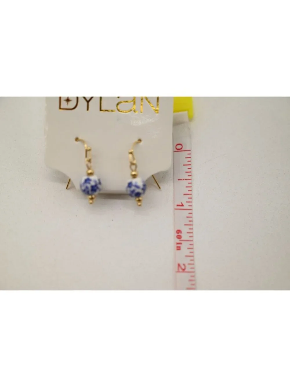 NWT Dylan Jewelry Gold Tone Dangle Earrings Blue White Beaded Drop Boho Chic
